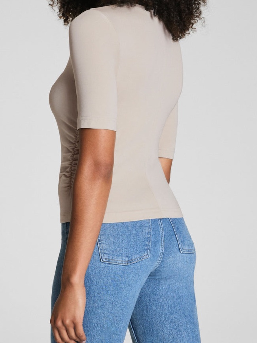 SPANX Sleek Jersey Elbow Sleeve Ruched Top - Picture 2 of 9